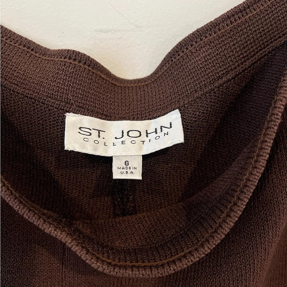 St. John brown knit wool trouser wide leg trouser - Picture 6 of 8